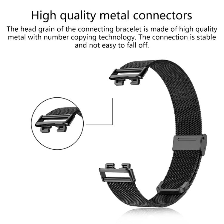 For Huawei Band 8 16mm Milan Stainless Steel Metal Mesh Watch Band(Black) -  by PMC TechLife | Online Shopping South Africa | PMC TechLife