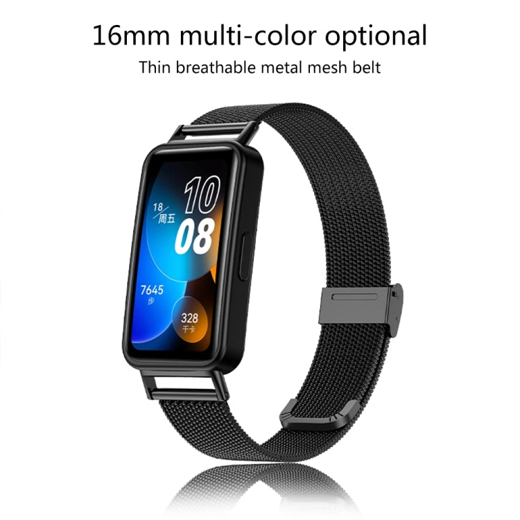 For Huawei Band 8 16mm Milan Stainless Steel Metal Mesh Watch Band(Black) -  by PMC TechLife | Online Shopping South Africa | PMC TechLife