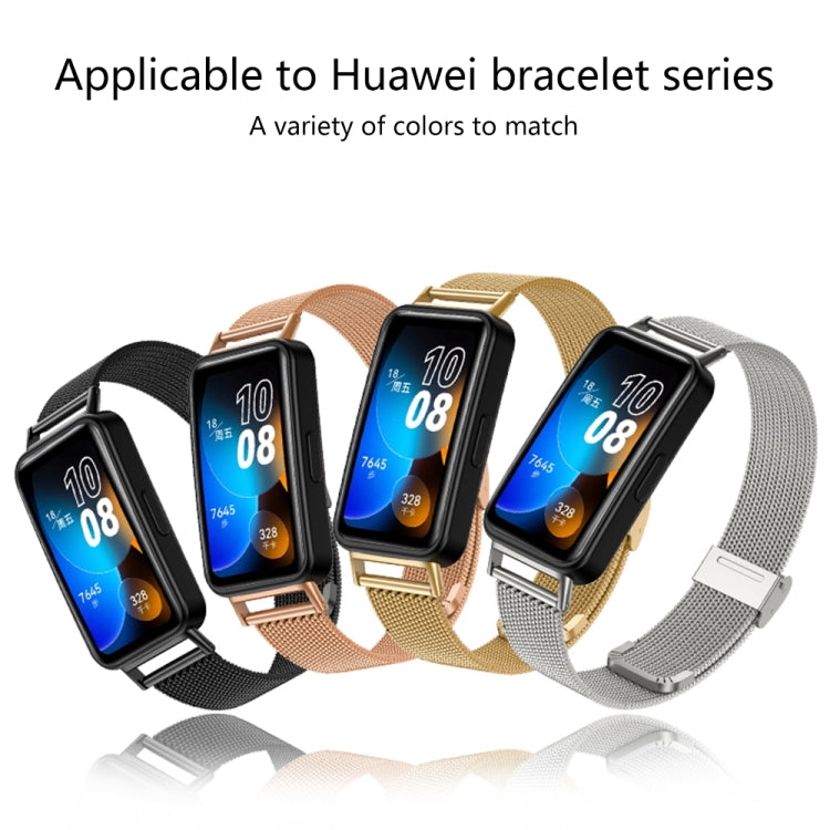 For Huawei Band 8 16mm Milan Stainless Steel Metal Mesh Watch Band(Rose Gold) -  by PMC TechLife | Online Shopping South Africa | PMC TechLife