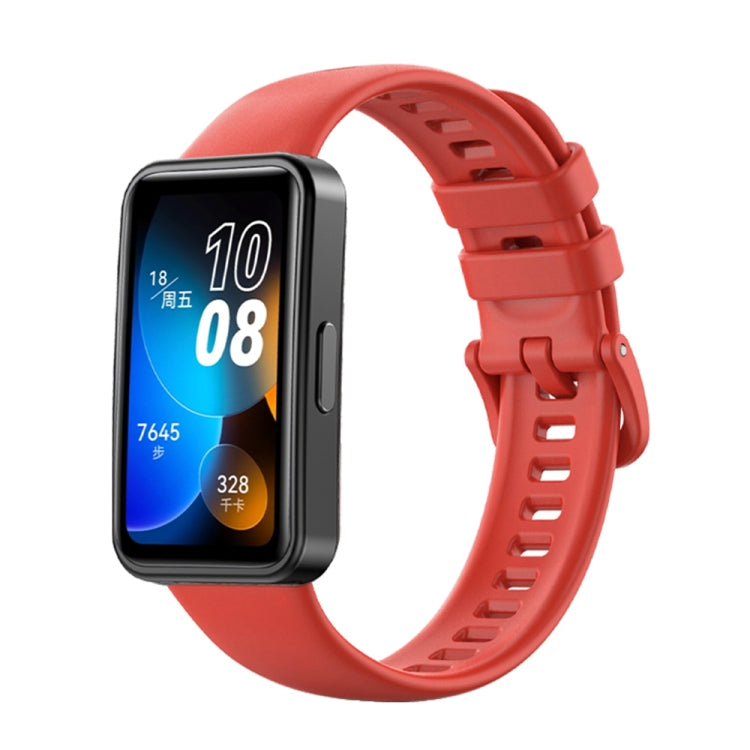 For Huawei Band 8 16mm Solid Color Silicone Replacement Watch Band(Red) - Watch Bands by PMC TechLife | Online Shopping South Africa | PMC TechLife