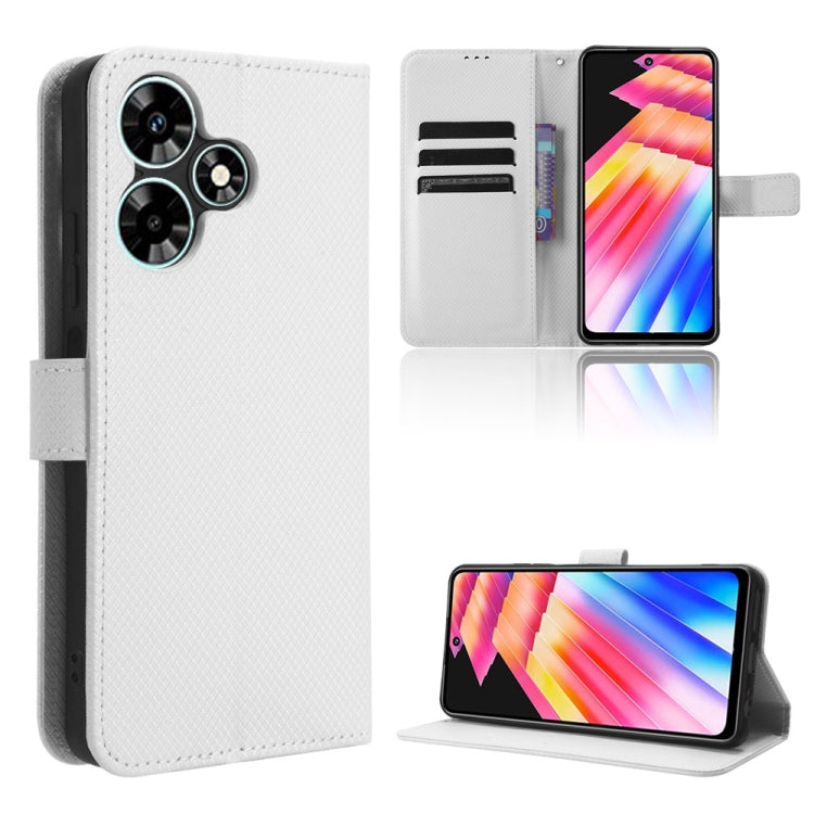 For Infinix Hot 30 4G X6831 Diamond Texture Leather Phone Case(White) - free shipping - PMC TechLife - Order now!