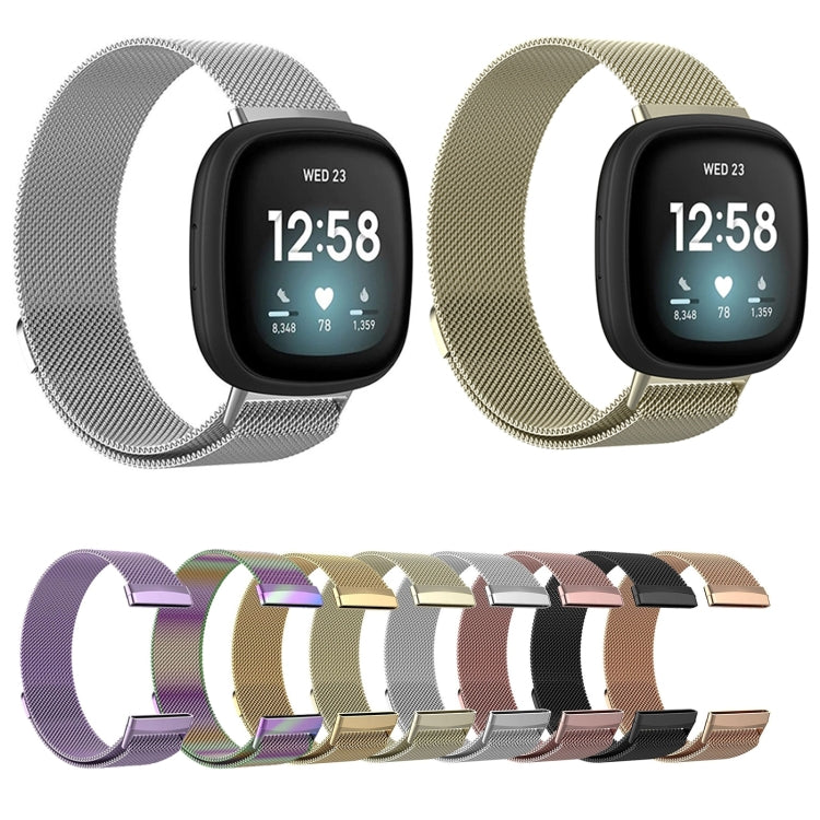 For Fitbit Versa 4 Milanese Magnetic Metal Weave Watchband, Small Size(Silver) - Watch Bands by PMC TechLife | Online Shopping South Africa | PMC TechLife