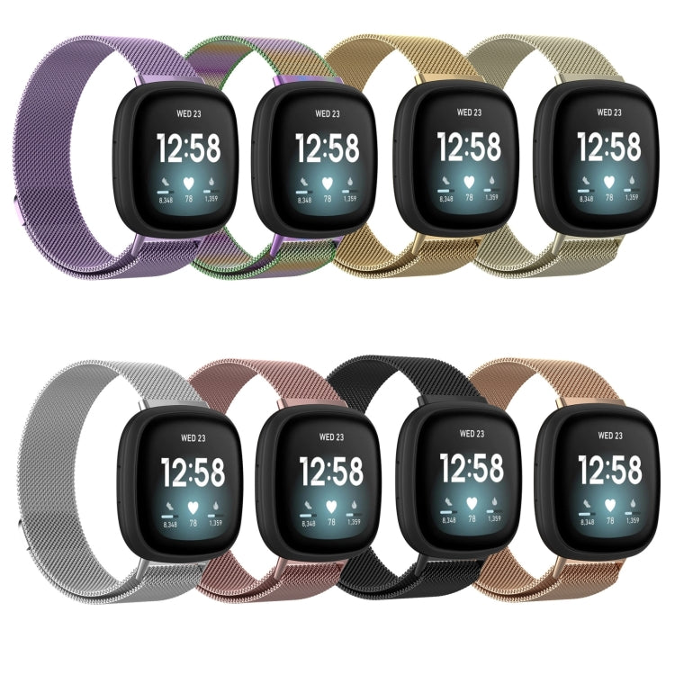 For Fitbit Versa 4 Milanese Magnetic Metal Weave Watchband, Small Size(Light Purple) -  by PMC TechLife | Online Shopping South Africa | PMC TechLife