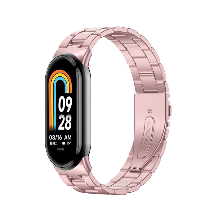 For Xiaomi Mi Band 8 Milanese Three-bead Metal Watch Band(Rose Pink) -  by PMC TechLife | Online Shopping South Africa | PMC TechLife