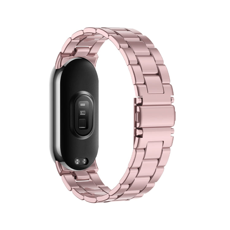For Xiaomi Mi Band 8 Milanese Three-bead Metal Watch Band(Rose Pink) -  by PMC TechLife | Online Shopping South Africa | PMC TechLife