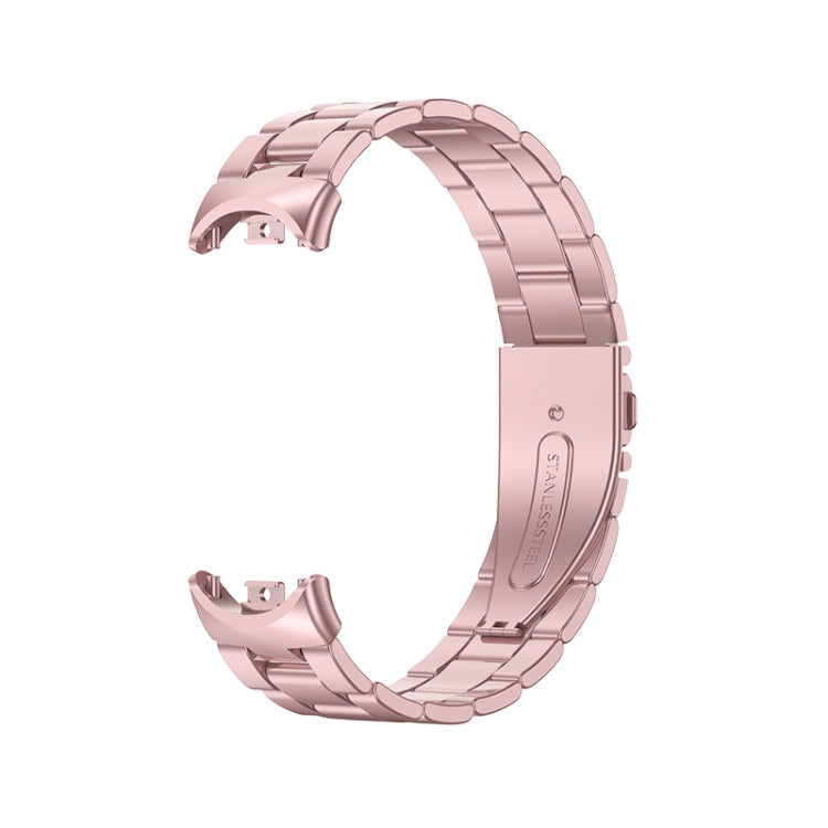 For Xiaomi Mi Band 8 Milanese Three-bead Metal Watch Band(Rose Pink) -  by PMC TechLife | Online Shopping South Africa | PMC TechLife