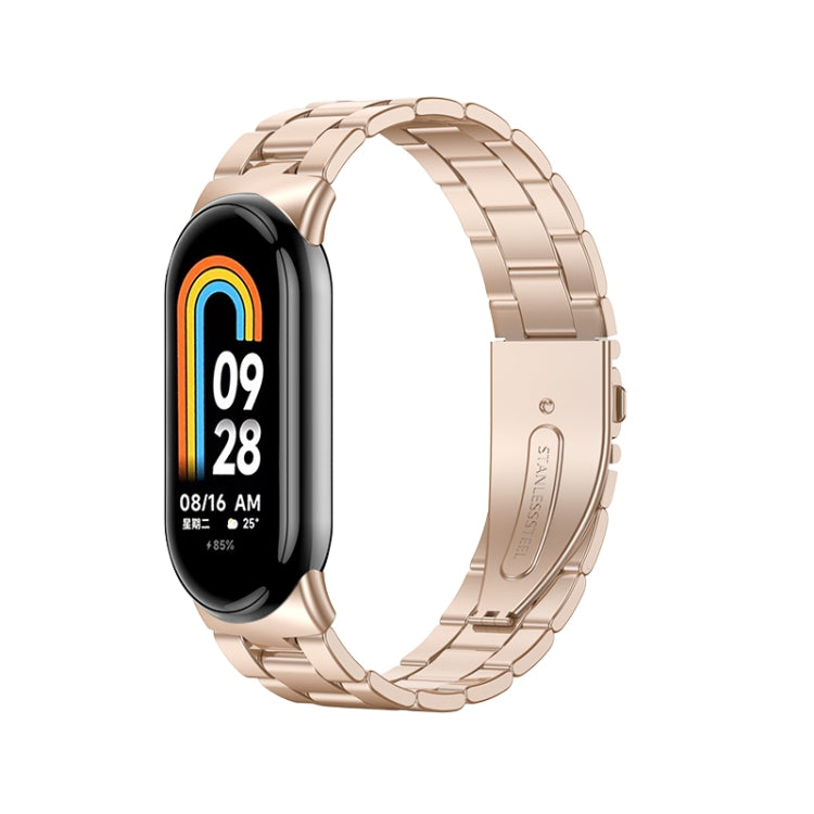 For Xiaomi Mi Band 8 Milanese Three-bead Metal Watch Band(Rose Gold) -  by PMC TechLife | Online Shopping South Africa | PMC TechLife