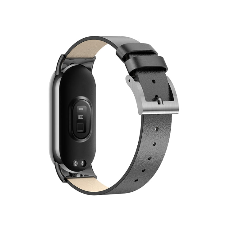 For Xiaomi Mi Band 8 Leather Replacement Watch Band(Black) -  by PMC TechLife | Online Shopping South Africa | PMC TechLife