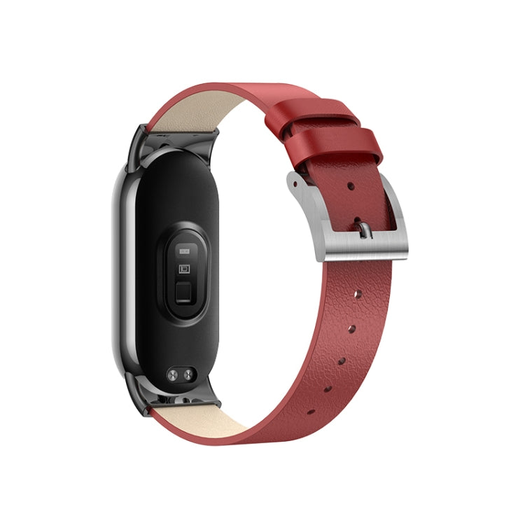 For Xiaomi Mi Band 8 Leather Replacement Watch Band(Red) -  by PMC TechLife | Online Shopping South Africa | PMC TechLife