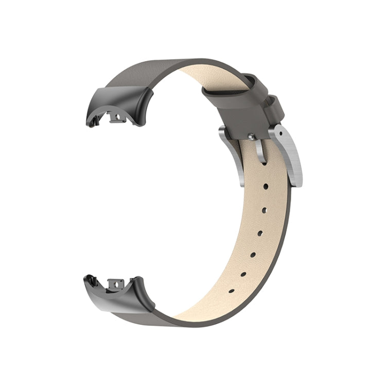 For Xiaomi Mi Band 8 Leather Replacement Watch Band(Grey) -  by PMC TechLife | Online Shopping South Africa | PMC TechLife