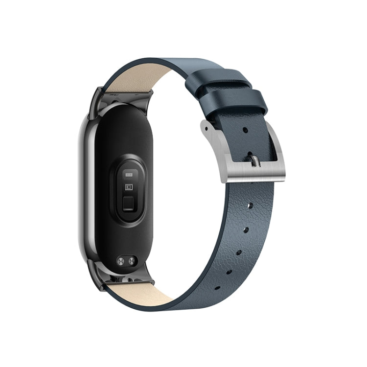 For Xiaomi Mi Band 8 Leather Replacement Watch Band(Midnight Blue) -  by PMC TechLife | Online Shopping South Africa | PMC TechLife