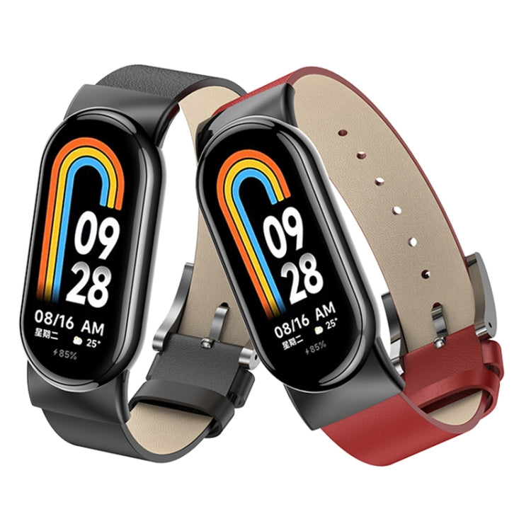 For Xiaomi Mi Band 8 Leather Replacement Watch Band(Midnight Blue) -  by PMC TechLife | Online Shopping South Africa | PMC TechLife