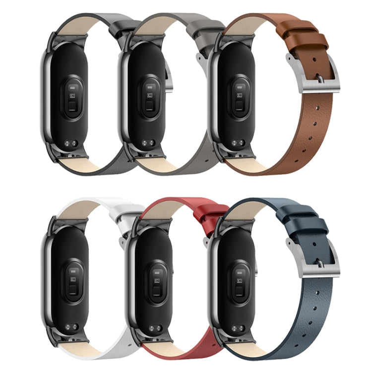 For Xiaomi Mi Band 8 Leather Replacement Watch Band(Brown) -  by PMC TechLife | Online Shopping South Africa | PMC TechLife