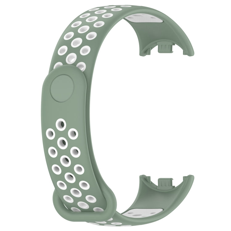 For Xiaomi Mi Band 8 Sports Two Color Silicone Watch Band(Light Green White) -  by PMC TechLife | Online Shopping South Africa | PMC TechLife