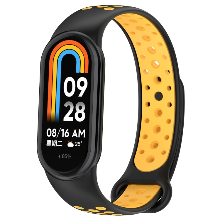 For Xiaomi Mi Band 8 Sports Two Color Silicone Watch Band(Black Yellow) -  by PMC TechLife | Online Shopping South Africa | PMC TechLife