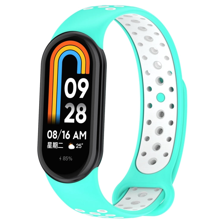 For Xiaomi Mi Band 8 Sports Two Color Silicone Watch Band(Cyan White) -  by PMC TechLife | Online Shopping South Africa | PMC TechLife
