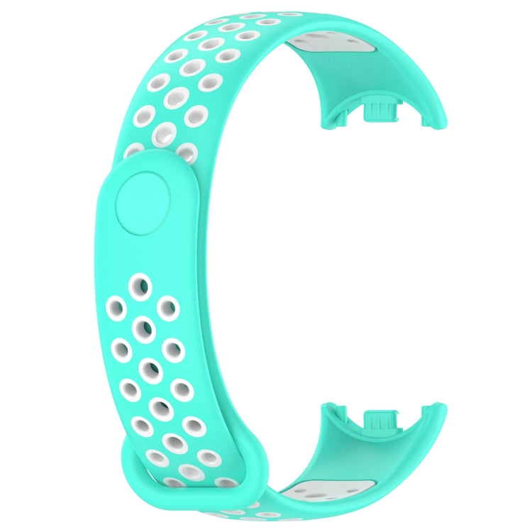 For Xiaomi Mi Band 8 Sports Two Color Silicone Watch Band(Cyan White) -  by PMC TechLife | Online Shopping South Africa | PMC TechLife