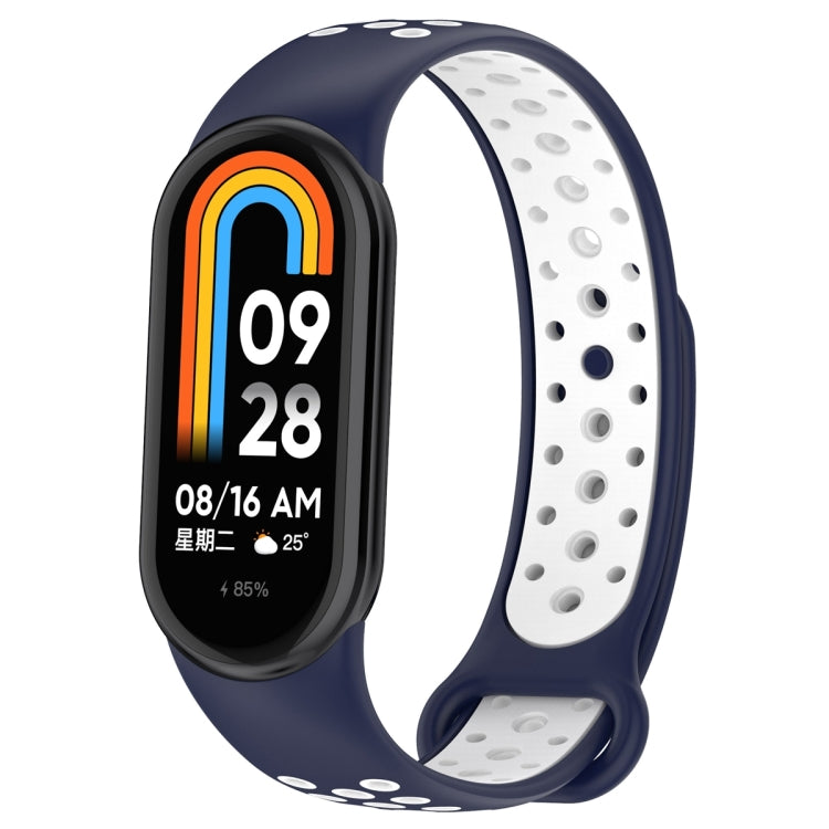 For Xiaomi Mi Band 8 Sports Two Color Silicone Watch Band(Midnight Blue White) -  by PMC TechLife | Online Shopping South Africa | PMC TechLife