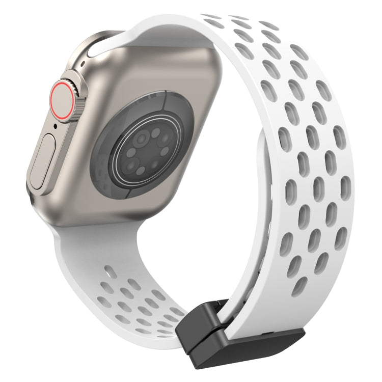 Magnetic Clasp Silicone Watch Band For Apple Watch Ultra 49mm / Series 8&7 45mm / SE 2&6&SE&5&4 44mm / 3&2&1 42mm(White) -  by PMC TechLife | Online Shopping South Africa | PMC TechLife