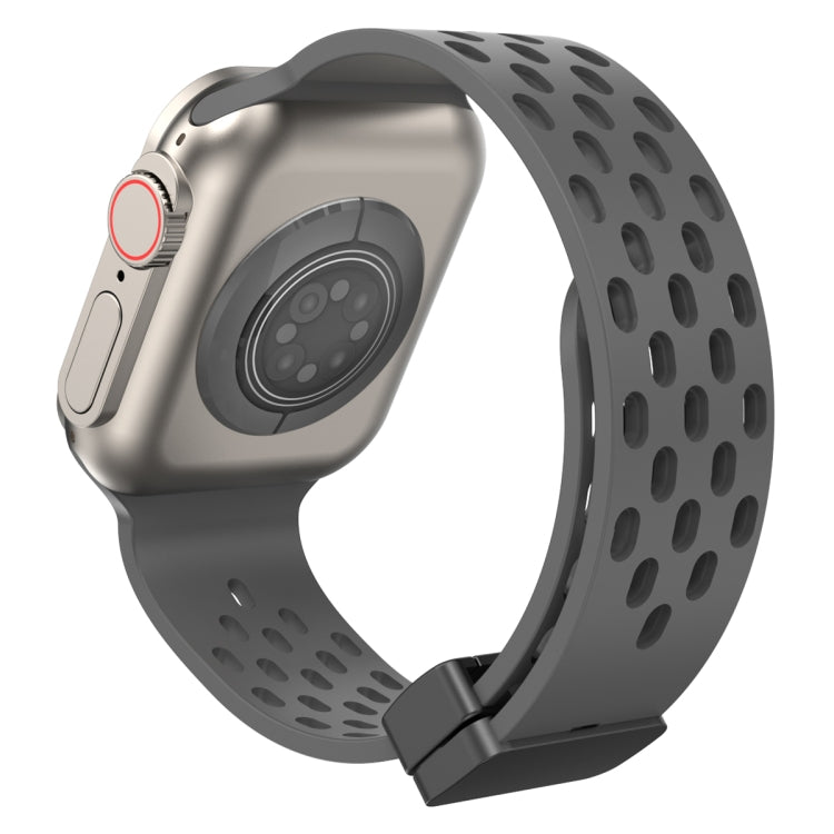 Magnetic Clasp Silicone Watch Band For Apple Watch Ultra 49mm / Series 8&7 45mm / SE 2&6&SE&5&4 44mm / 3&2&1 42mm(Grey) -  by PMC TechLife | Online Shopping South Africa | PMC TechLife
