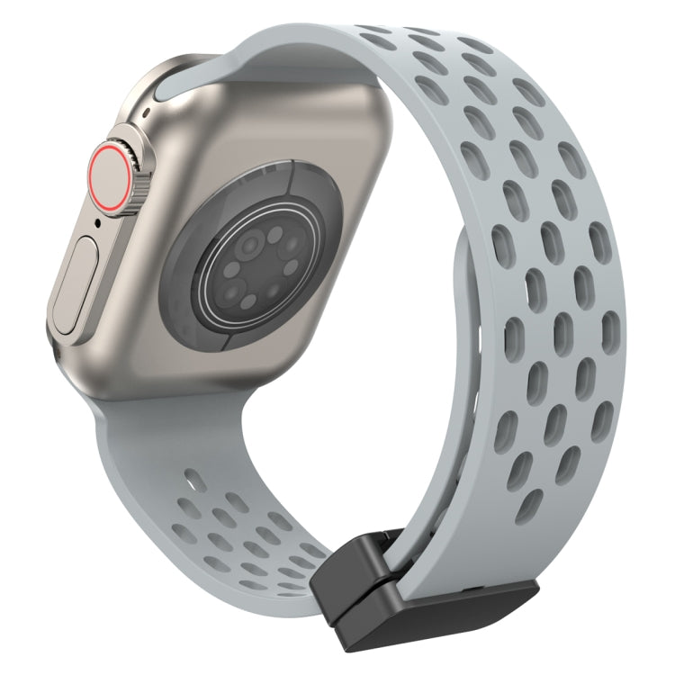 Magnetic Clasp Silicone Watch Band For Apple Watch Ultra 49mm / Series 8&7 45mm / SE 2&6&SE&5&4 44mm / 3&2&1 42mm(Cloud Grey) -  by PMC TechLife | Online Shopping South Africa | PMC TechLife