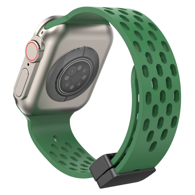 Magnetic Clasp Silicone Watch Band For Apple Watch Ultra 49mm / Series 8&7 45mm / SE 2&6&SE&5&4 44mm / 3&2&1 42mm(Alfalfa Grass) -  by PMC TechLife | Online Shopping South Africa | PMC TechLife