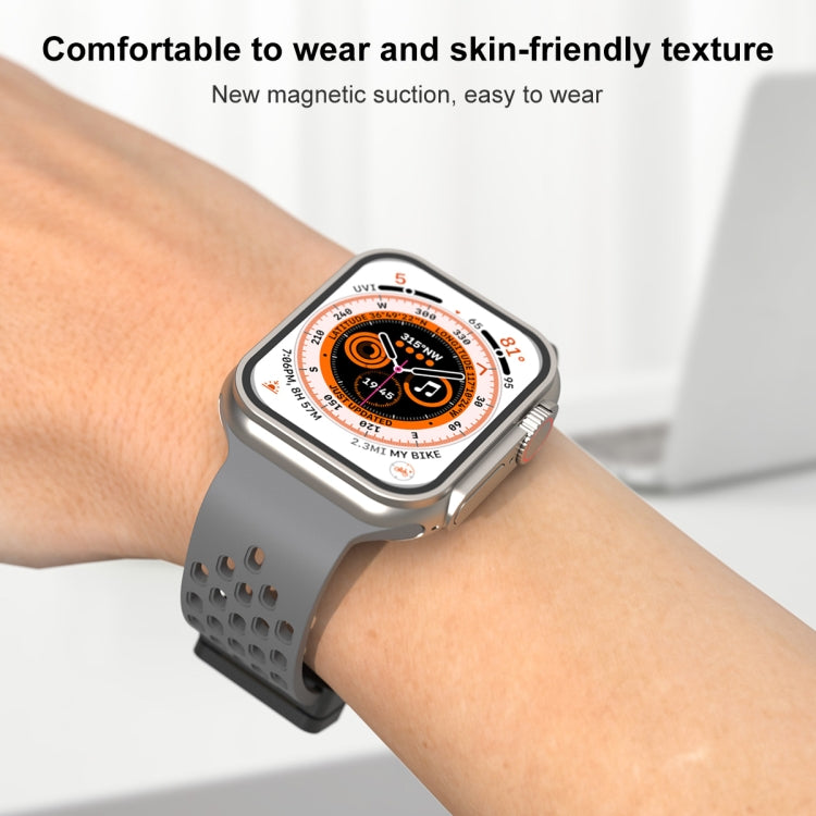 Magnetic Clasp Silicone Watch Band For Apple Watch Ultra 49mm / Series 8&7 45mm / SE 2&6&SE&5&4 44mm / 3&2&1 42mm(Alfalfa Grass) -  by PMC TechLife | Online Shopping South Africa | PMC TechLife