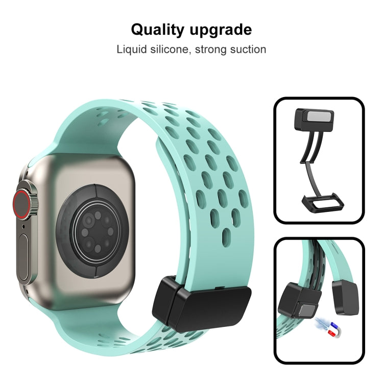 Magnetic Clasp Silicone Watch Band For Apple Watch Ultra 49mm / Series 8&7 45mm / SE 2&6&SE&5&4 44mm / 3&2&1 42mm(Cloud Grey) -  by PMC TechLife | Online Shopping South Africa | PMC TechLife