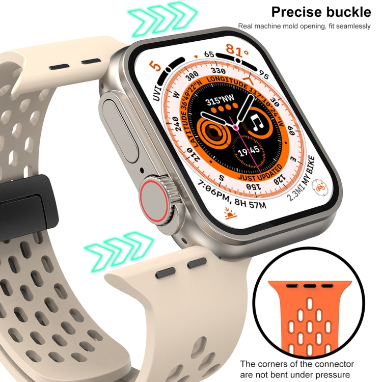 Magnetic Clasp Silicone Watch Band For Apple Watch Ultra 49mm / Series 8&7 45mm / SE 2&6&SE&5&4 44mm / 3&2&1 42mm(Orange) -  by PMC TechLife | Online Shopping South Africa | PMC TechLife