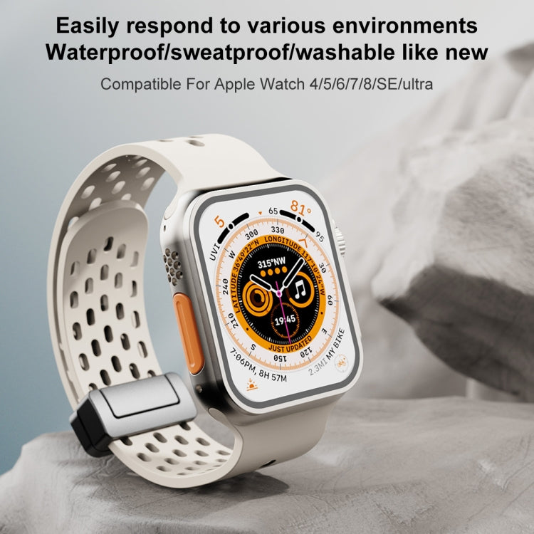 Magnetic Clasp Silicone Watch Band For Apple Watch Ultra 49mm / Series 8&7 45mm / SE 2&6&SE&5&4 44mm / 3&2&1 42mm(Wine Red) -  by PMC TechLife | Online Shopping South Africa | PMC TechLife