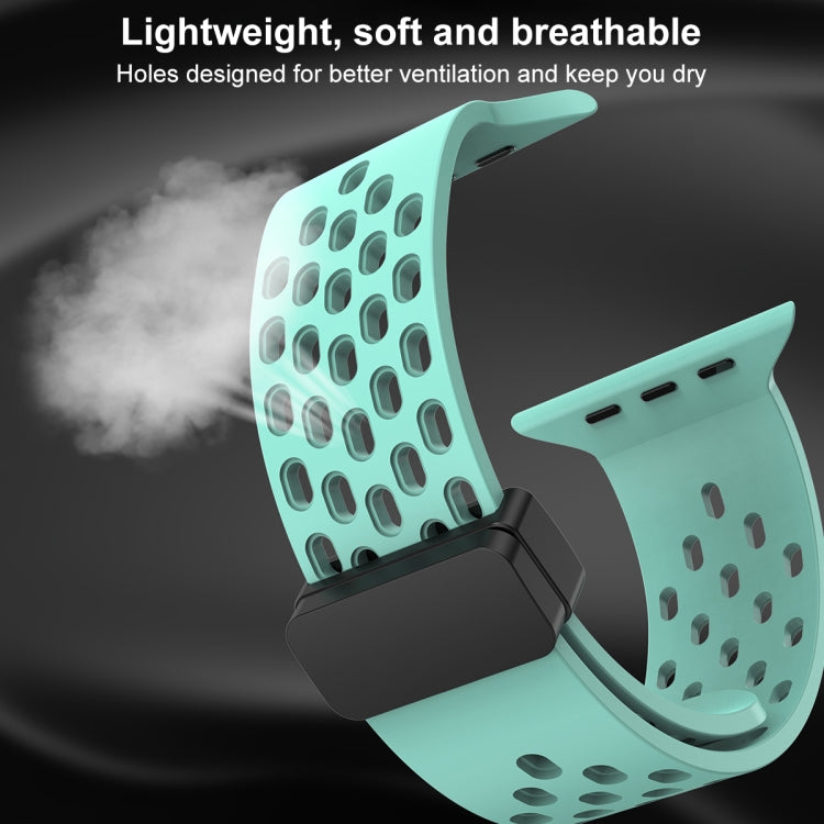 Magnetic Clasp Silicone Watch Band For Apple Watch Ultra 49mm / Series 8&7 45mm / SE 2&6&SE&5&4 44mm / 3&2&1 42mm(Black) -  by PMC TechLife | Online Shopping South Africa | PMC TechLife