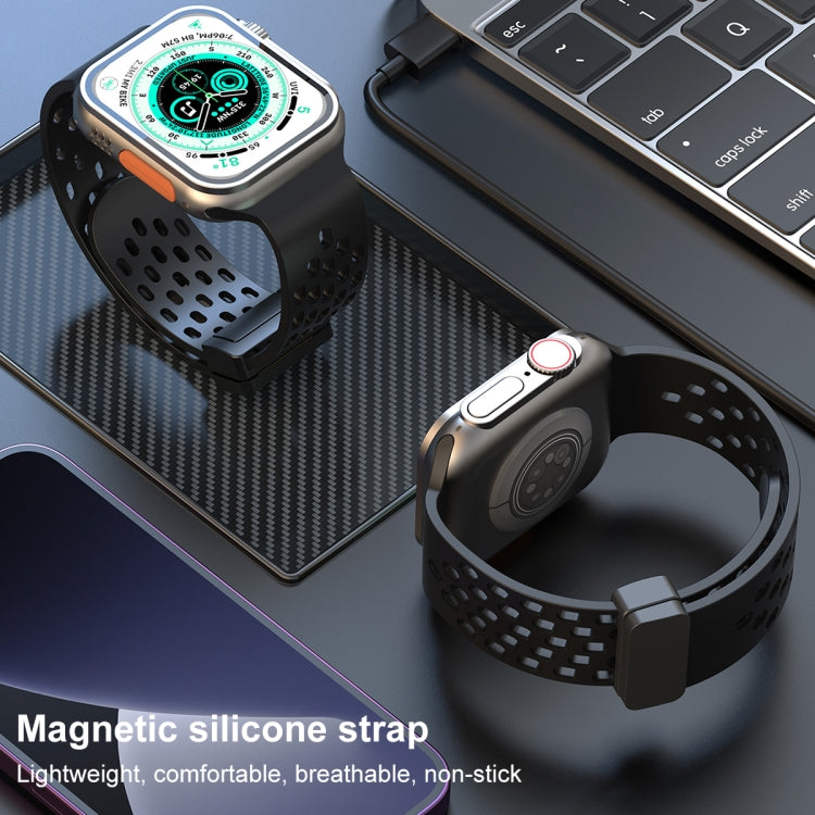 Magnetic Clasp Silicone Watch Band For Apple Watch Ultra 49mm / Series 8&7 45mm / SE 2&6&SE&5&4 44mm / 3&2&1 42mm(Midnight Blue) -  by PMC TechLife | Online Shopping South Africa | PMC TechLife