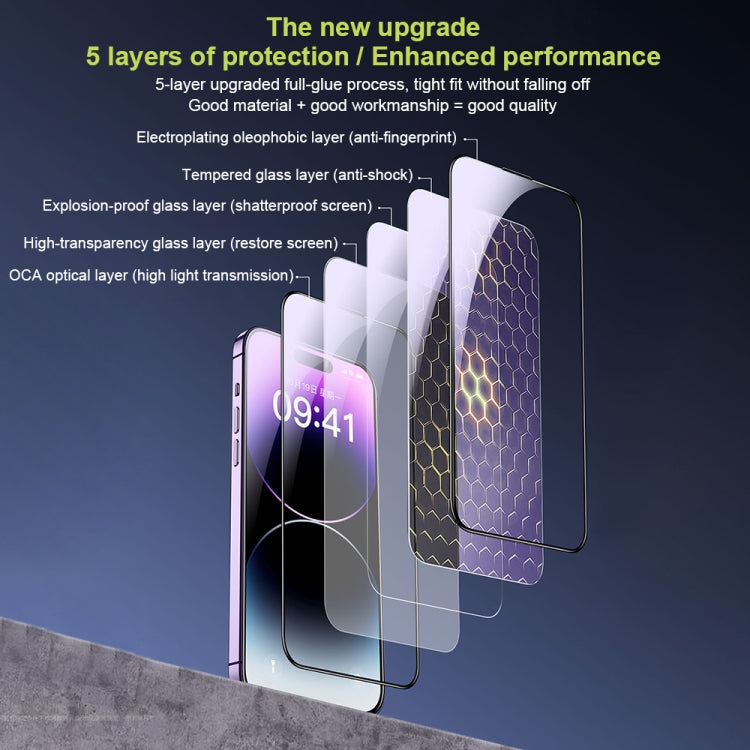 For iPhone 14 WK WTP-066 King Kong Vacha 9D Curved HD Tempered Glass Film(Black) - free shipping - PMC TechLife - Order now!