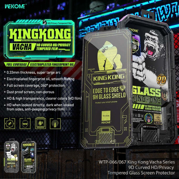 For iPhone 14 Pro WK WTP-067 King Kong Vacha 9D Curved Privacy Tempered Glass Film(Black) - iPhone 14 Pro Tempered Glass by WK | Online Shopping South Africa | PMC TechLife
