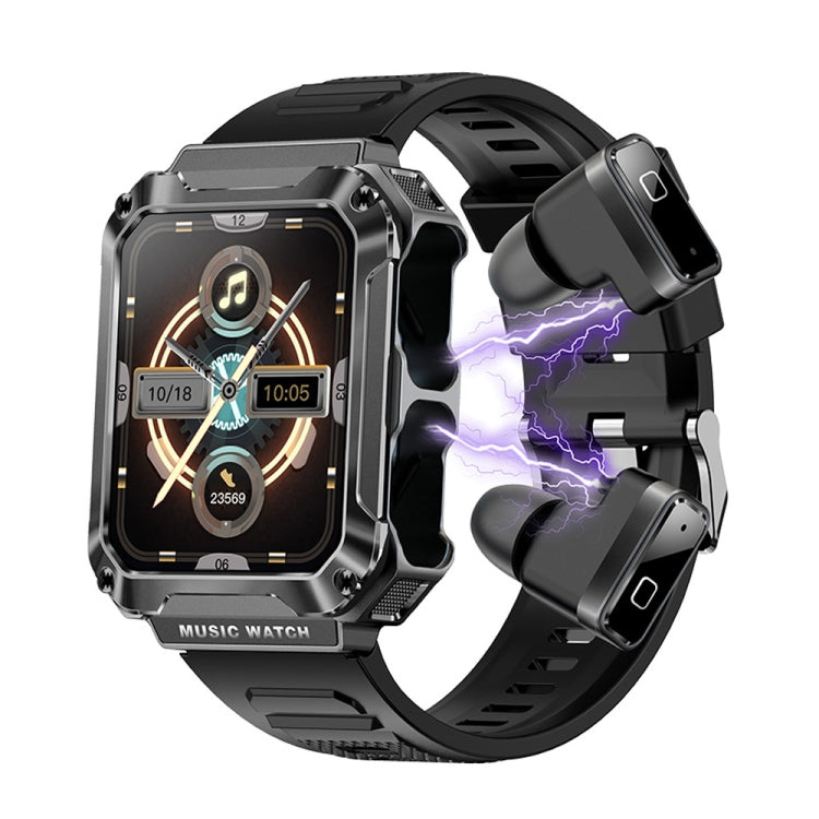 OVISEN T93 1.96 inch IPS Screen 2 in 1 Bluetooth Headset Smart Watch, Supports Blood Oxygen Monitoring/Bluetooth Music(Black) - Smart Watches by PMC TechLife | Online Shopping South Africa | PMC TechLife
