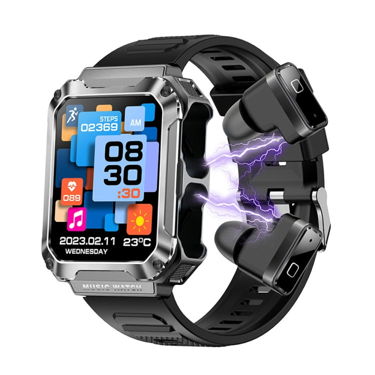 OVISEN T93 1.96 inch IPS Screen 2 in 1 Bluetooth Headset Smart Watch, Supports Blood Oxygen Monitoring/Bluetooth Music(Silver) - Smart Watches by PMC TechLife | Online Shopping South Africa | PMC TechLife