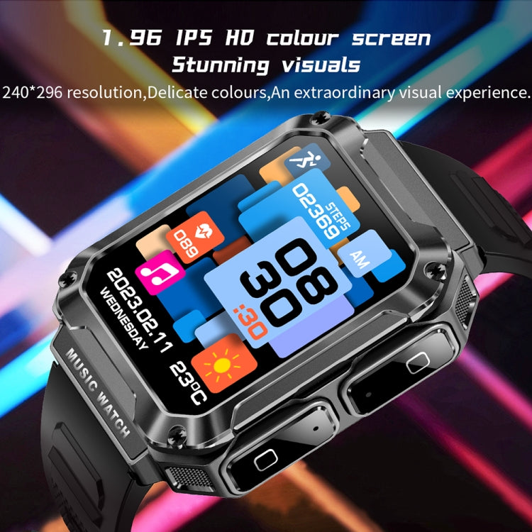 OVISEN T93 1.96 inch IPS Screen 2 in 1 Bluetooth Headset Smart Watch, Supports Blood Oxygen Monitoring/Bluetooth Music(Black) - Smart Watches by PMC TechLife | Online Shopping South Africa | PMC TechLife