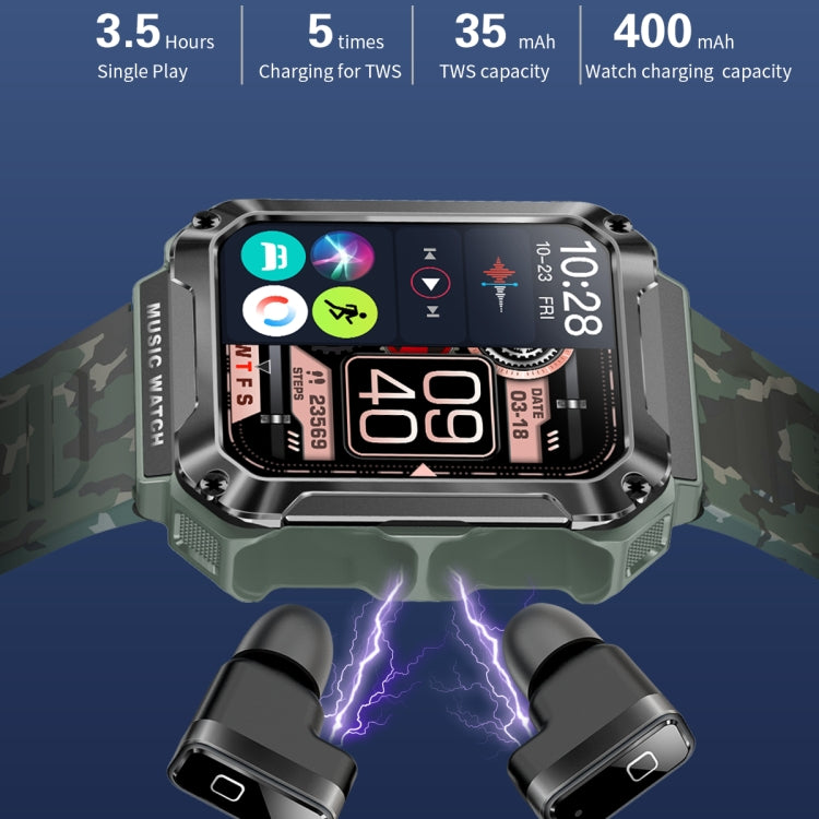 OVISEN T93 1.96 inch IPS Screen 2 in 1 Bluetooth Headset Smart Watch, Supports Blood Oxygen Monitoring/Bluetooth Music(Black) - Smart Watches by PMC TechLife | Online Shopping South Africa | PMC TechLife