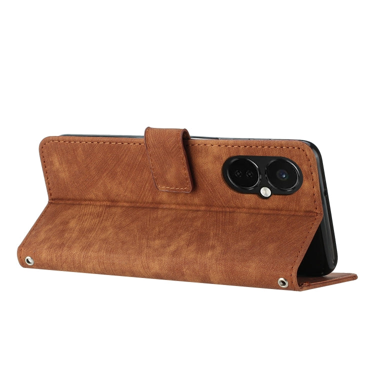 For OnePlus Nord CE 3/Nord CE 3 Lite/Nord N30 Skin Feel Stripe Pattern Leather Phone Case with Lanyard(Brown) - free shipping - PMC TechLife - Order now!