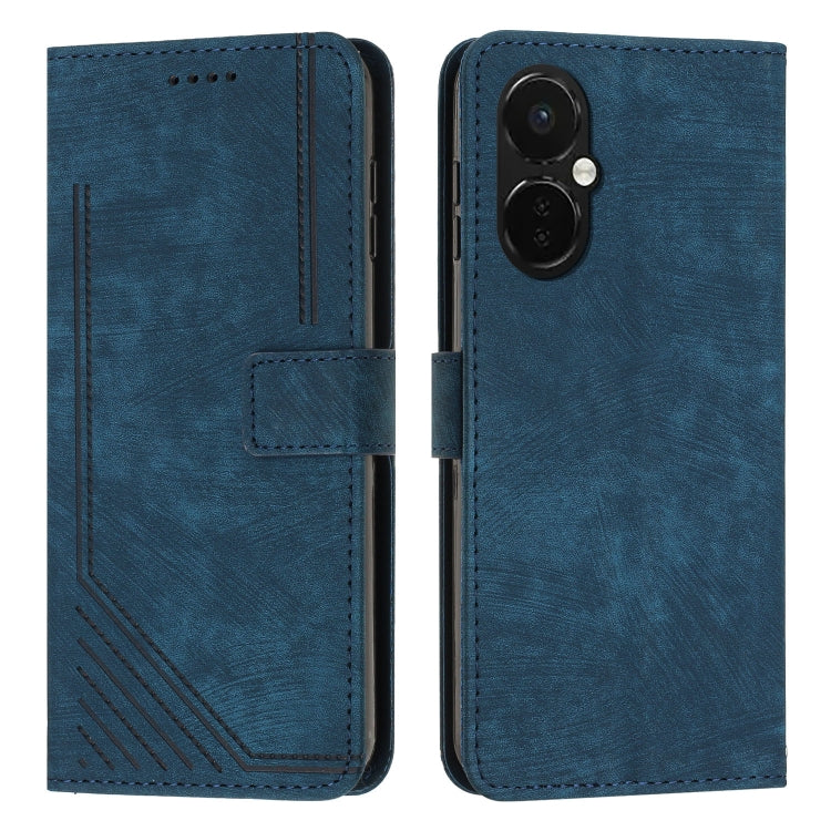 For OnePlus Nord CE 3/Nord CE 3 Lite/Nord N30 Skin Feel Stripe Pattern Leather Phone Case with Lanyard(Blue) - free shipping - PMC TechLife - Order now!