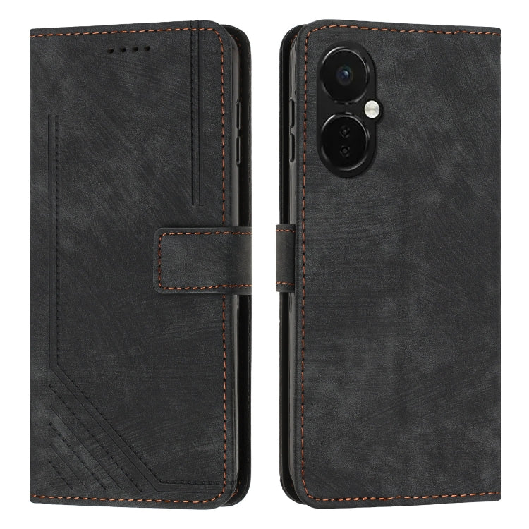For OnePlus Nord CE 3/Nord CE 3 Lite/Nord N30 Skin Feel Stripe Pattern Leather Phone Case with Lanyard(Black) - free shipping - PMC TechLife - Order now!