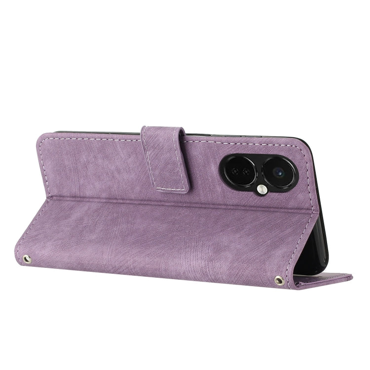 For OnePlus Nord CE 3/Nord CE 3 Lite/Nord N30 Skin Feel Stripe Pattern Leather Phone Case with Lanyard(Purple) - free shipping - PMC TechLife - Order now!