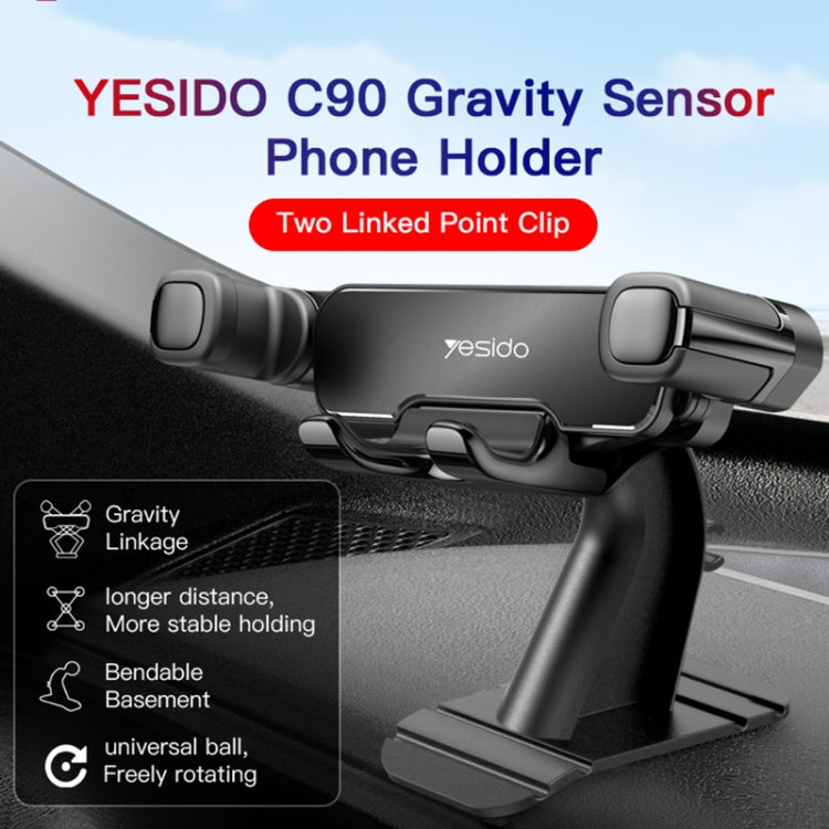 Yesido C90 Car Center Console Paste Magnetic Gravity Mobile Phone Holder(Black) - Universal Car Holders by Yesido | Online Shopping South Africa | PMC TechLife | Buy Now Pay Later Mobicred