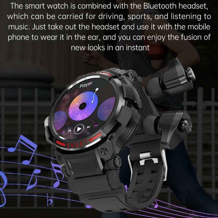 OVISEN GT100 1.39 inch TFT Screen 2 in 1 Bluetooth Headset Smart Watch, Support Blood Oxygen Monitoring/Bluetooth Music(Black) -  by PMC TechLife | Online Shopping South Africa | PMC TechLife