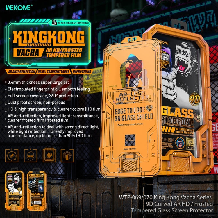For iPhone 14 Pro Max WK WTP-070 King Kong Vacha 9D Curved AR Frosted Tempered Glass Film(Black) - free shipping - PMC TechLife - Order now!