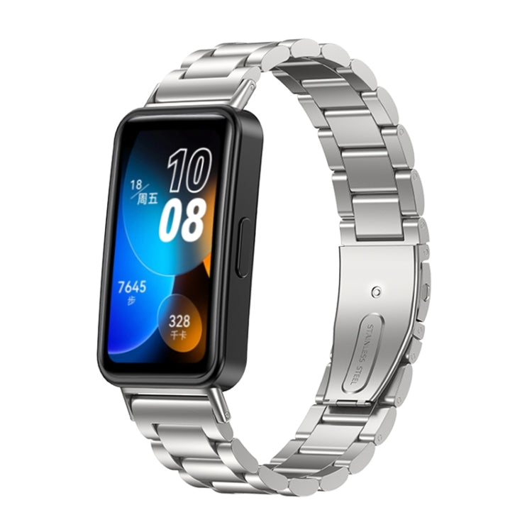 For Huawei Band 8 16mm Three Strains Metal Replacement Watch Band(Silver) - Watch Bands by PMC TechLife | Online Shopping South Africa | PMC TechLife
