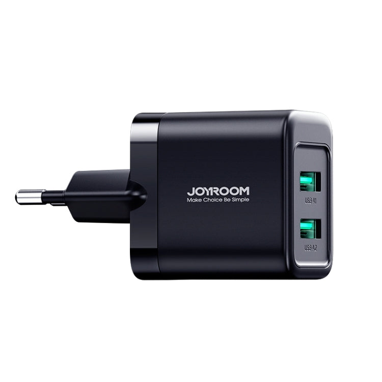 JOYROOM JR-TCN01 2.4A Dual Ports USB Charger, Plug:EU Plug(Black) - USB Charger by JOYROOM | Online Shopping South Africa | PMC TechLife