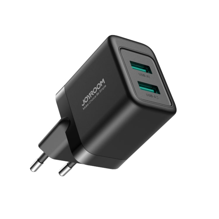 JOYROOM JR-TCN01 2.4A Dual Ports USB Charger, Plug:EU Plug(Black) - USB Charger by JOYROOM | Online Shopping South Africa | PMC TechLife