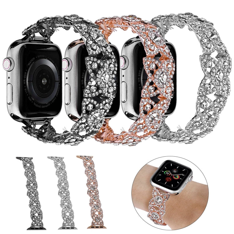 4-Petal Diamond Metal Watch Band For Apple Watch Ultra 49mm(Black) -  by PMC TechLife | Online Shopping South Africa | PMC TechLife