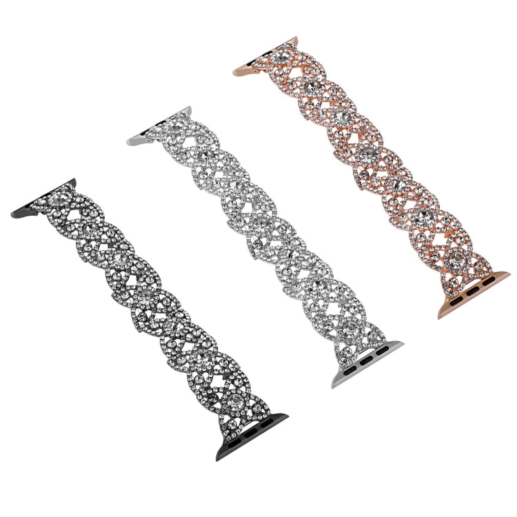 4-Petal Diamond Metal Watch Band For Apple Watch Ultra 49mm(Black) -  by PMC TechLife | Online Shopping South Africa | PMC TechLife